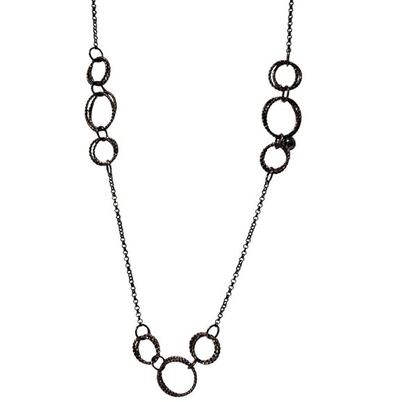 Elegant Bronze Circle Link Necklace Statement Timeless Fashion Jewelry Women - Picture 1 of 6